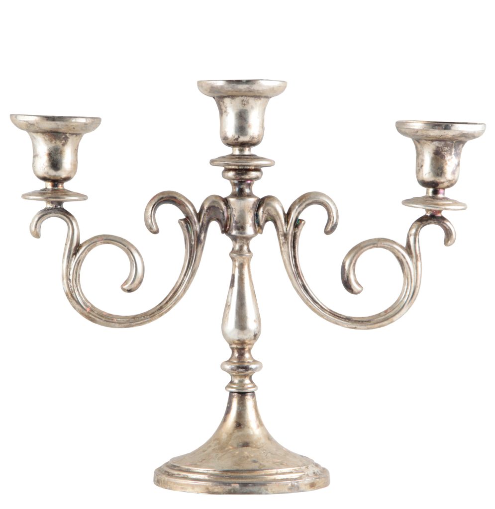 Antique Silver Candle Holders For Print Shop
